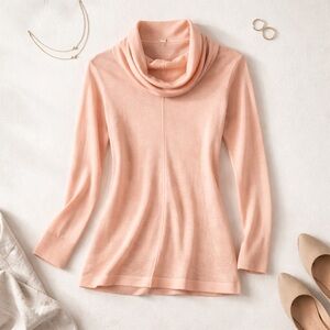 GB New York Peach Cowl Neck Long Sleeve Knit Top – Size S